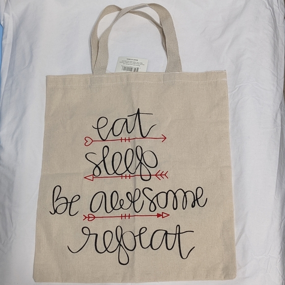 Eat, Sleep, Be Awesome, Repeat New 100% Cotton Canvas Tote Bag - Picture 2 of 2